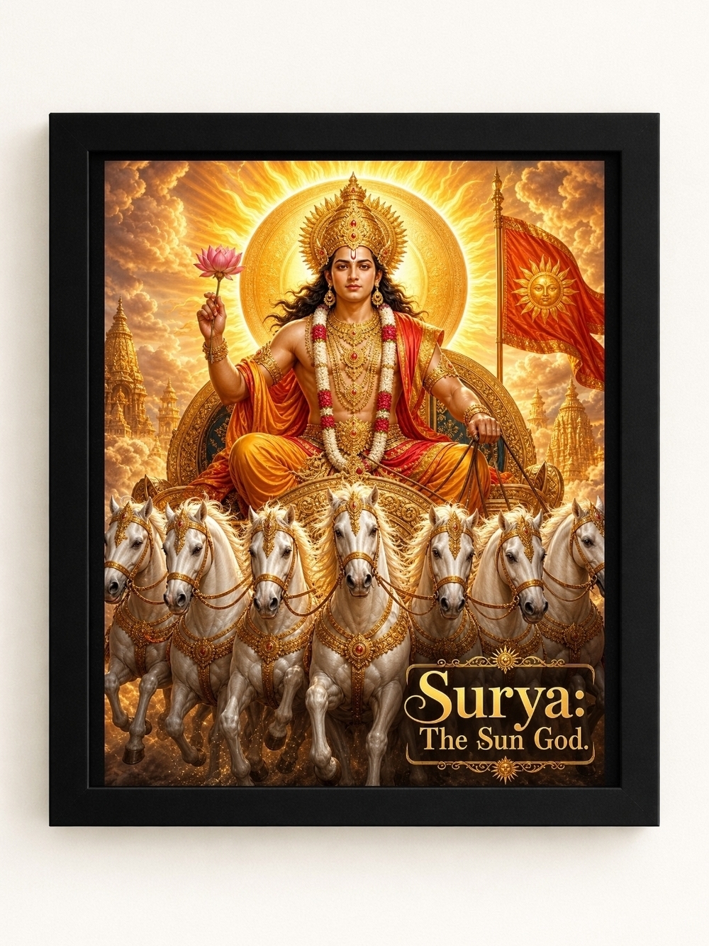 Surya The Sun God A.I. Art Print 8x10 Frame